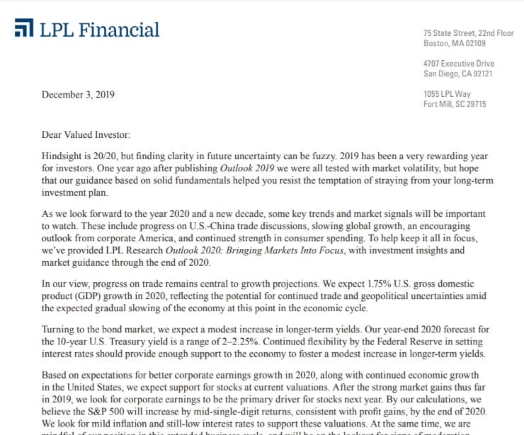 Outlook 2020: Client Letter