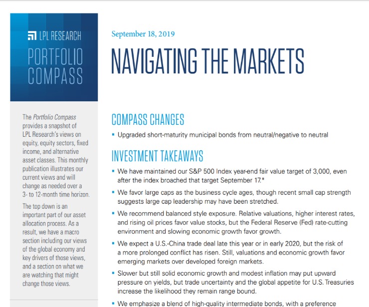 Portfolio Compass | September 19, 2019